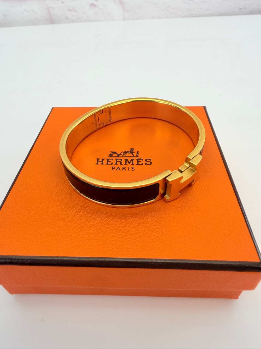 Hermes Enamel Narrow Clic Clac H Bracelet PM Black - Picture 4 of 9